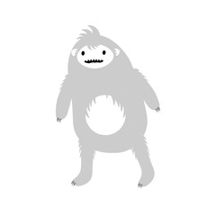 Bigfoot, Yeti. Funny fat creature. Winter season. Flat vector design. One illustration isolated on white background. Cartoon character.