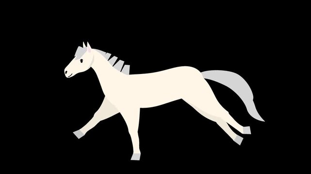 かわいい白馬が走るアニメーション