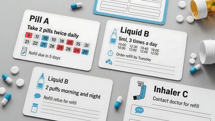 Medication Cards for Dosage and Schedule Management.