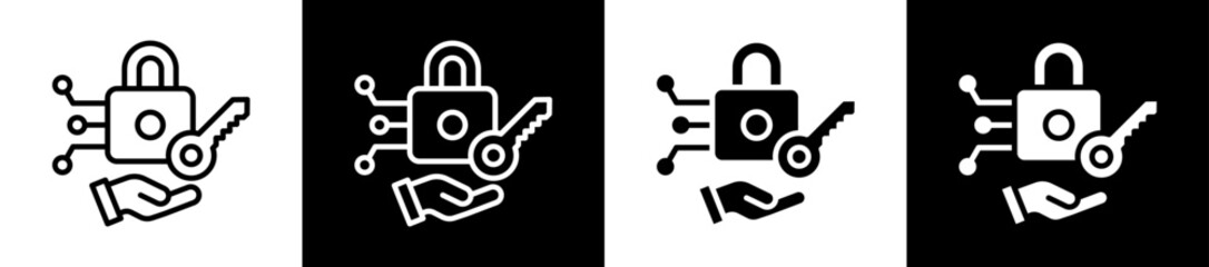 Access Control Icon Set In Black And White Filled Style Collection