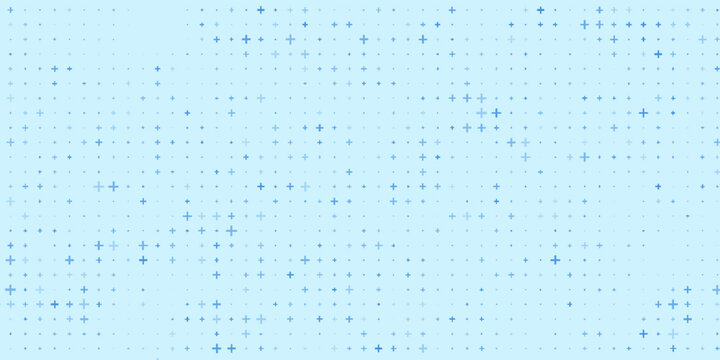 Blue plus symbols of different sizes and opacity. Blue Medical Plus Pattern