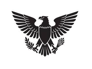 Obraz premium Federal Eagle of France in silhouette pure white background.