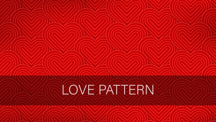 Heart background. Modern and minimalist heart pattern background with red and pink heart lines. Printable and vectorially for Valentine's Day