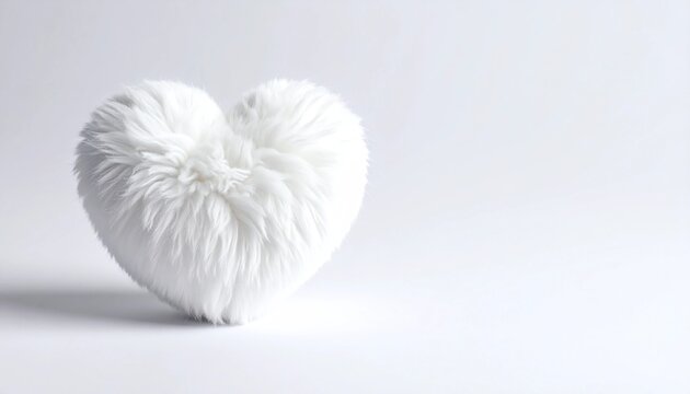 wei&szlig;es Pl&uuml;schherz vor einem wei&szlig;en Hintergrund mit Platz f&uuml;r eigenen Text