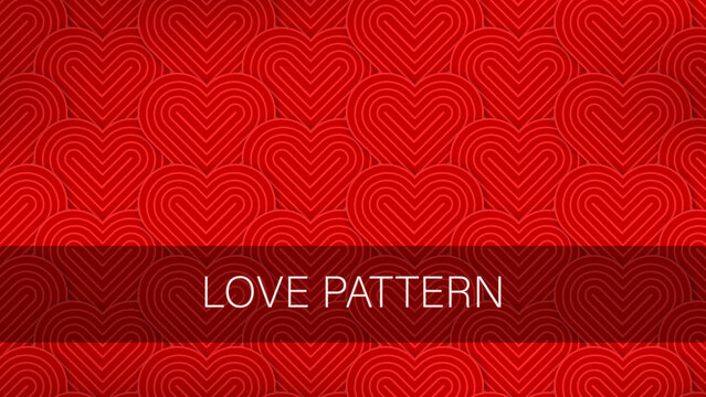 Heart background. Modern and minimalist heart pattern background with red and pink heart lines. Printable and vectorially for Valentine's Day