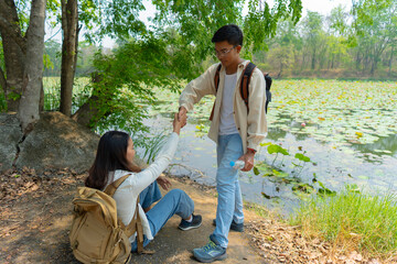 A couple who enjoy hiking and adventure.