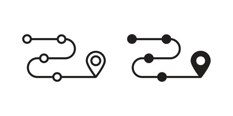 Roadmap icon flat and thin stroke vector pack. Editable icons set © Rajes