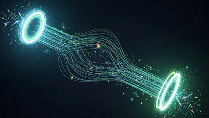 Futuristic Portal with Data Streams and Energy Rings.