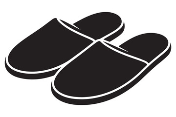 Minimal slipper silhouette icon in black and white
