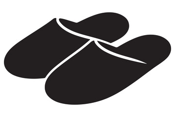Minimal slipper silhouette icon in black and white
