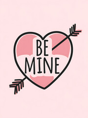 Be Mine Hand Drawn Heart With Arrow