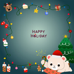 Happy holiday with cute friends on a sparkling winter night