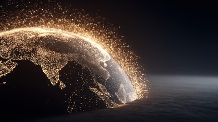Stunning Visualization of Earth with Light Particles Creating a Dynamic 3D Globe Representation in a Dark Background