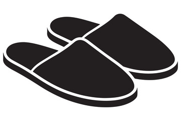Minimal slipper silhouette icon in black and white
