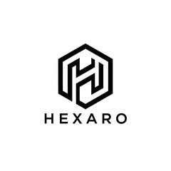 Hexaro Logo Design with Stylized Letter H in a Hexagon Shape.