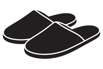Minimal slipper silhouette icon in black and white
