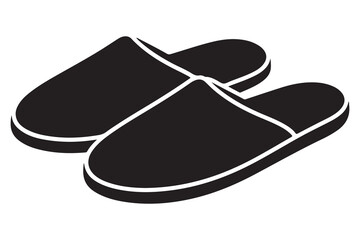 Minimal slipper silhouette icon in black and white
