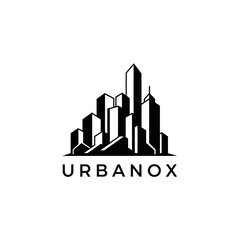 Fototapeta premium Urbanox Cityscape Logo Design with Modern Buildings.