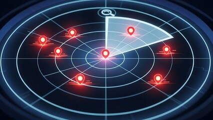 Radar screen with multiple targets detected and highlighted.