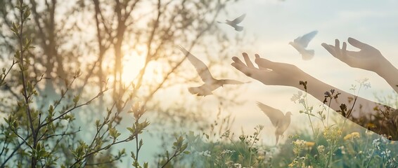 希望と癒しを重ねた二重露光が柔らかな光で心の再生を象徴するシーン