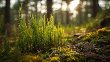 Sunlit Saplings on the Forest Floor