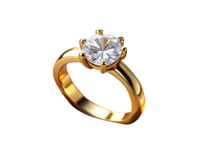 Gold Diamond Ring in Satin-Lined Jewelry Box – Realistic 3D PNG Cutout. (2)