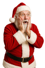 Surprised Santa Claus Holding His Face on White Background