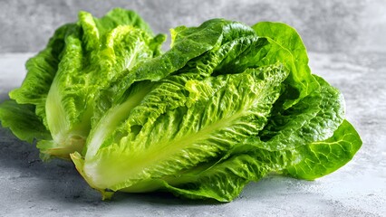 Fresh Green Romaine Lettuce on a Stone Surface