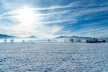 Winterlich Landschaft bei Sindelsdorf