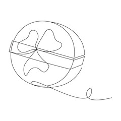 Continuous one-line drawing gift box on holiday. Present a package, a surprise inside. Single line draw design graphic, Continuous one