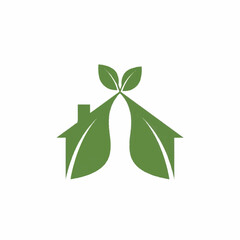 Green Eco-Friendly House Logo with Leaf Design.