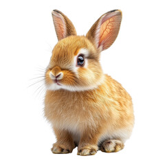 fluffy brown rabbit standing isolated on a white background