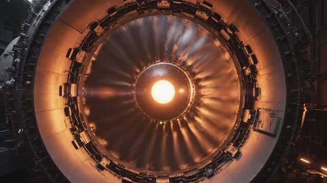 Intense light emission from a large industrial device