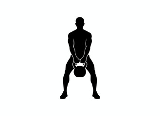 Person lifting kettlebell weight for strength training fitness workout exercise gym athletic powerlifting muscle building physical branding design