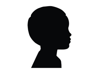 Boy profile silhouette. Side view head icon. Child face profile silhouette black vector