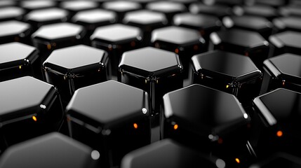 Fototapeta premium Hexagonal Grid Morphing Into Three Dimensional Surfaces Reflecting Light and Shadow Across a Monochrome Backdrop
