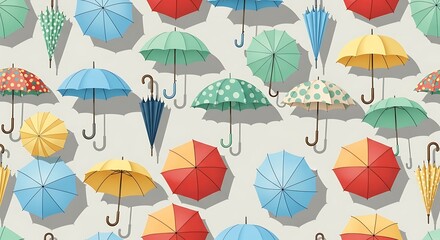 Obraz premium Colorful Umbrella Pattern - A Cheerful and Protective Design.