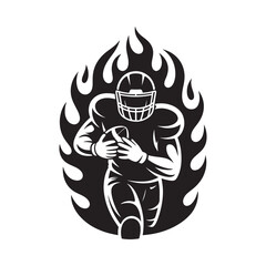 Fiery football player silhouette showcases dynamic action and intense athletic energy