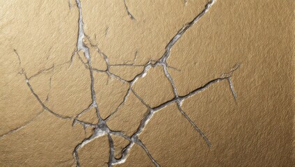 Cracked Golden Surface - Abstract Texture with Intricate Fracture Lines.