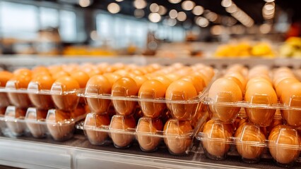 Fresh Brown Eggs in Cartons at the Grocery Store