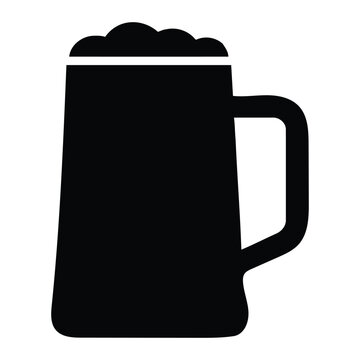 Beer Mug Silhouette Vector Icon for Pub Drink and Celebration Concept