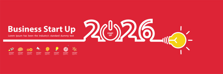 Vector lines design 2026 Happy New Year background. Seasonal greeting card, calendar, brochure template.