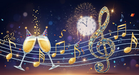 abstract music background with notes