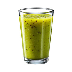 Kiwi smoothie in a clear glass cup isolated die-cut	
