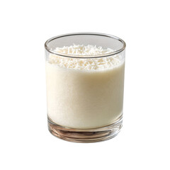 Coconut smoothie in a small glass cup  isolated die-cut	