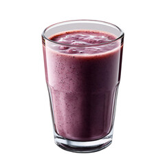 Blueberry banana smoothie in a clear glass cup isolated die-cut 