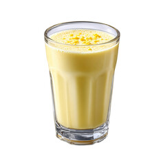 Lemon ginger smoothie in a clear glass cup  isolated die-cut