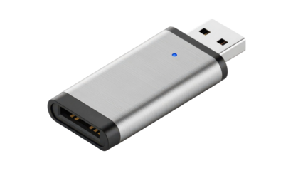 USB Flash Drive, Silver, Blue LED