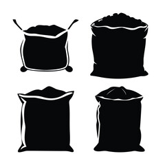 Silhouettes of various sacks full of bulk goods and produce.