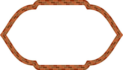 Rectangle Frame brick brickwork brown border picture frame vintage retro antique handcraft framework architecture decorative element isolated background 